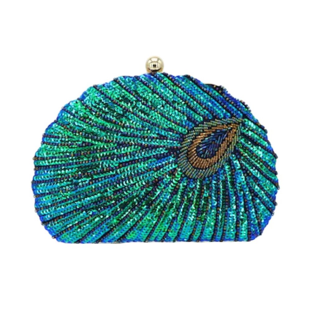 Tigerstars Unique Peacock Sequin Beaded Evening Bag